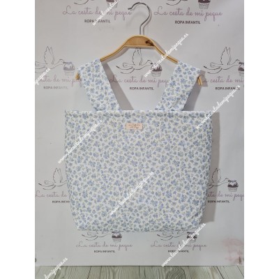 Bolso Pocket Cremallera Flores Celeste