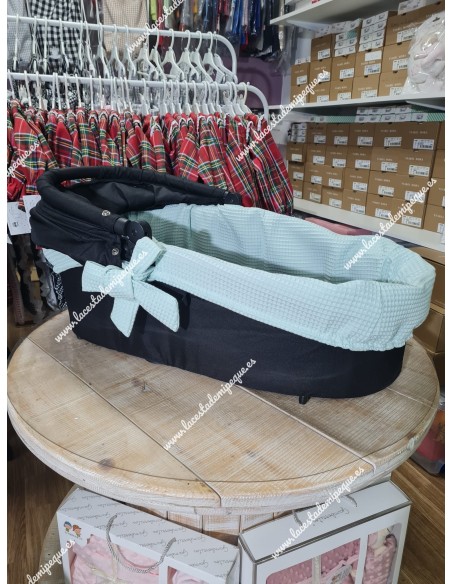 Pack Bolso, Cubrecapazo, Cojín Antivuelco y Saco Waffle Verde Agua Combi Flores Otoñales-C
