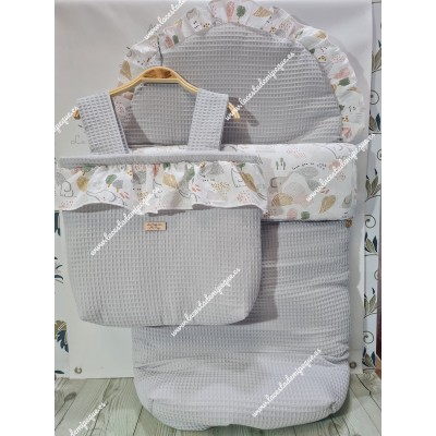 Pack Bolso y Saco Universal Waffle Gris Combi Elefantes