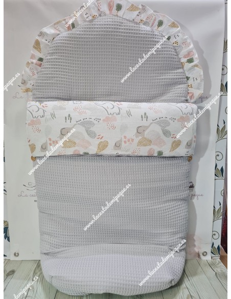 Saco Universal Waffle Gris Combi Elefantes