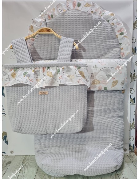 Saco Universal Waffle Gris Combi Elefantes