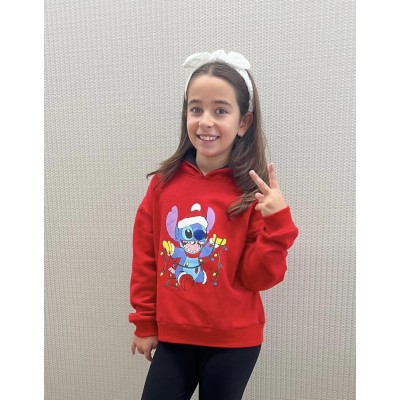 Sudadera Stitch Navidad Rojo-Negro