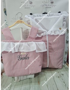 Bolso Pocket Cremallera Vichy Maquillaje Cuadros-P Volante Bambula Blanca 2