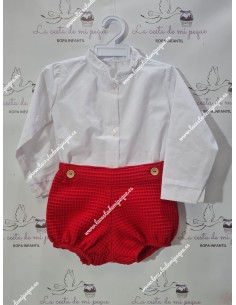 Pololo Unisex Tejido Waffle Rojo Botones 2
