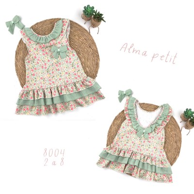 Vestido Floral Bambula Verde Alma