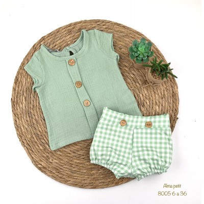 Conjunto Pololo Vichy Verde Bambula Alma