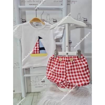 Conjunto Pololo Barco Vichy Rojo