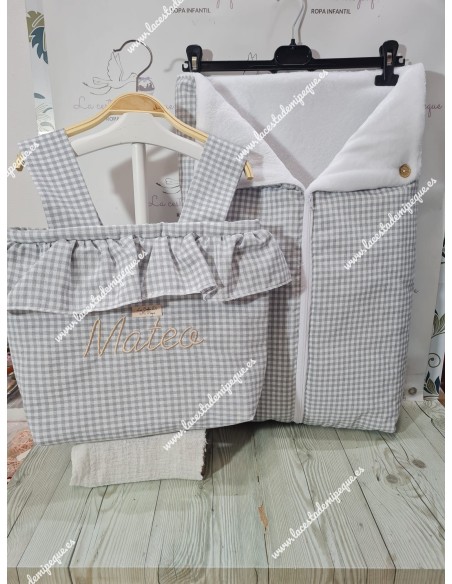 Saco Universal Capazo Vichy Gris Pequeño