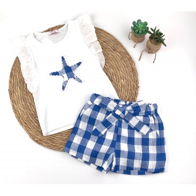 Conjunto Short Estrella Vichy Azul Diverchic