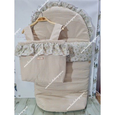 Pack Bolso y Saco Universal Vichy Beige Cuadros-P Flores...