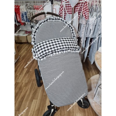 Saco Universal Vichy Negro Cuadros-P Combi Volantito Embozo