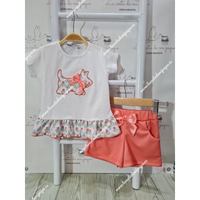 Conjunto Short Perrito Coral