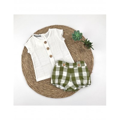 Conjunto Pololo Vichy Verde Oliva Bambula Alma