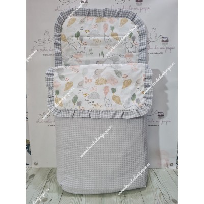 Saco Capazo Desmontable Waffle Gris, Vichy Gris-P y...