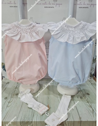 Pelele Rayas Rosa Cuello París