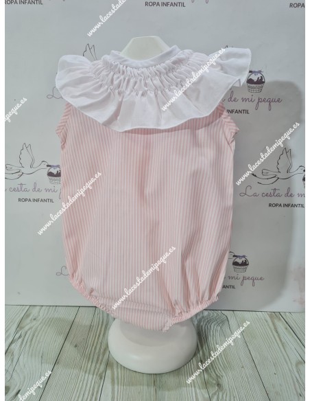 Pelele Rayas Rosa Cuello París