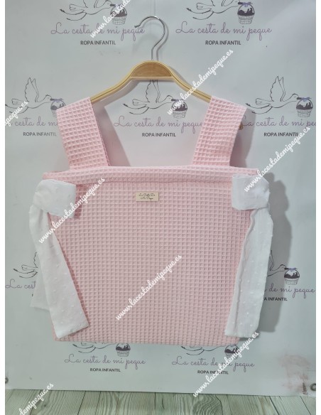 Pack Bolso, Cubrecapazo y Saco Desmontable Waffle Rosa Combi Plumeti Blanco