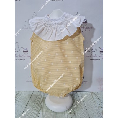 Pelele Rayas Amarillo Margaritas Cuello París