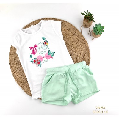 Conjunto Short Mariposa Verde Agua Cala