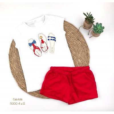 Conjunto Short Sandalias Rojo Cala