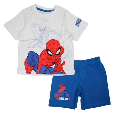 Conjunto Bermuda Spiderman Blanco-Azul