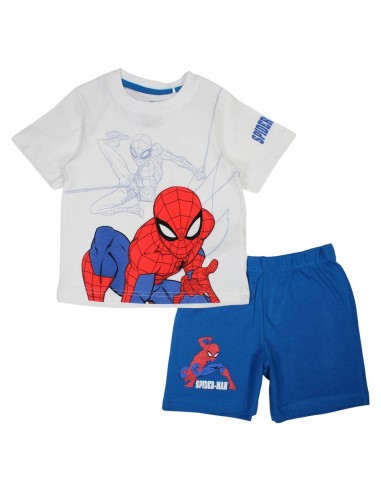 Conjunto Bermuda Spiderman Blanco-Azul