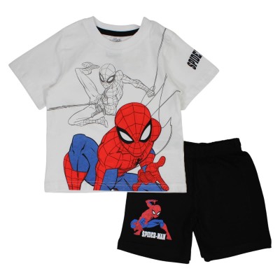 Conjunto Bermuda Spiderman Blanco-Negro