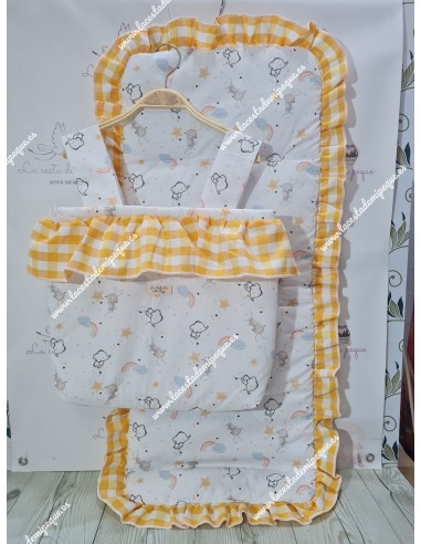 Bolso Cremallera y Funda Universal Elefantes Rainbow Combi Vichy Amarillo Cuadros-M (Bolso Estampado)