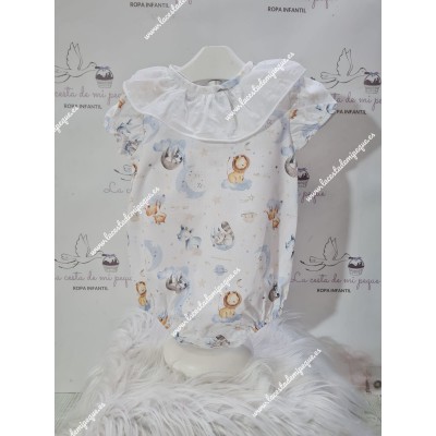 Pelele Leones y Lunas Cuello Plumeti Manga Farol