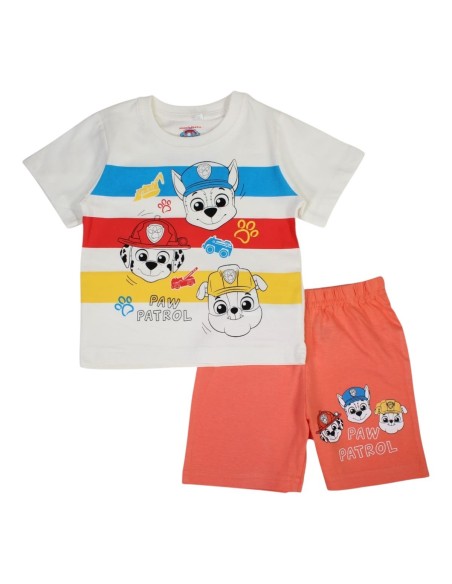 Conjunto Bermuda Patrulla Canina Beige-Naranja
