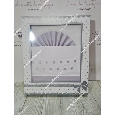 Juego Sábanas Capazo Topos Blanco-Gris