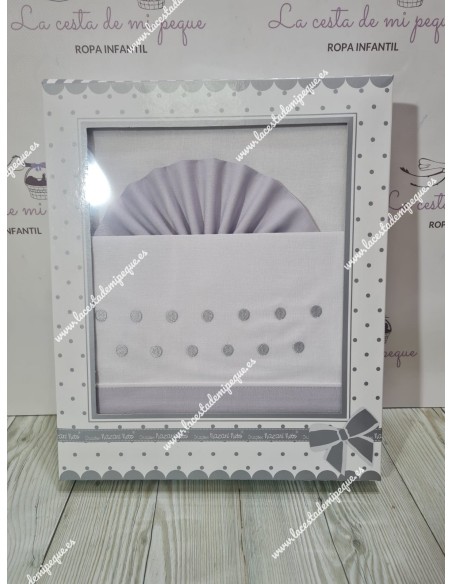 Juego Sábanas Capazo Topos Blanco-Gris
