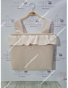 Bolso Pocket Cremallera Vichy Beige Cuadros-P Volante Waffle Beige