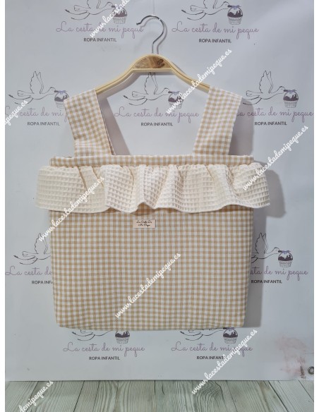 Bolso Pocket Cremallera Vichy Beige Cuadros-P Volante Waffle Beige
