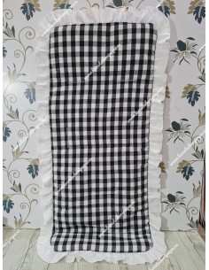 Pack Bolso, Cubrecapazo, Colchoneta, funda y Saco Vichy Negro Cuadros-M Combi Bambula Blanca 2
