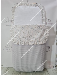 Pack Bolso, Cubrecapazo y Saco Desmontable Waffle gris Combi Flores Camel 2