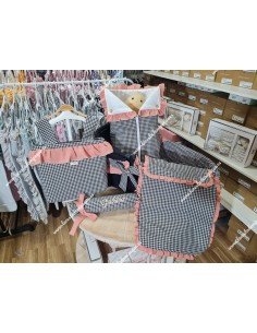 Saco Universal Capazo Vichy Negro cuadro Pequeño Volante bambula 2