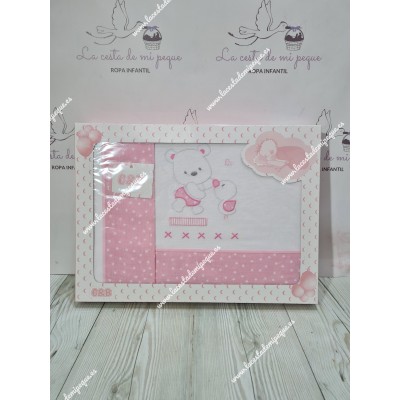 Juego Sábanas Capazo Osito y Patito Rosa