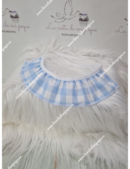 Cuello Volante Vichy Celeste bebé Cuadros-M