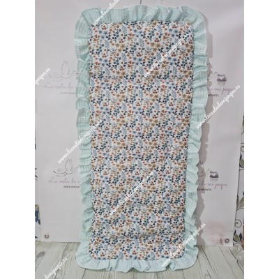 Funda Universal Flores Otoñales Celeste Volante Waffle...
