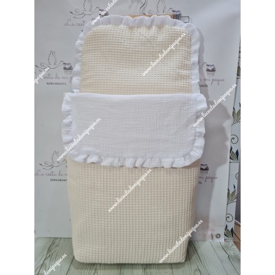 Saco Capazo Desmontable Waffle Beige y Bambula