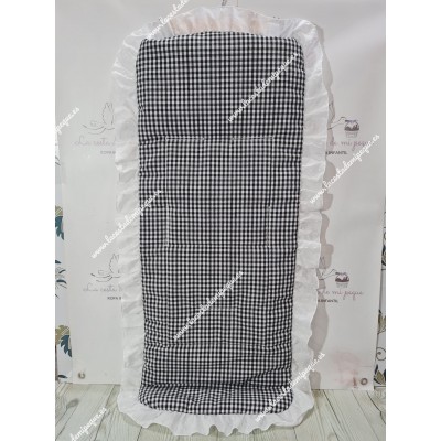 Funda Universal Vichy Negro Cuadros-P Volante Plumeti Blanco