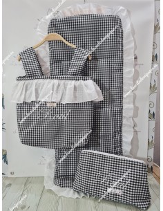 Bolso Pocket Vichy Negro pequeño -plumeti Volantito 2