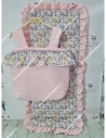 Bolso pocket volante Cremallera y Funda Universal volante entero Waffle Rosa y flores otoñales rosa