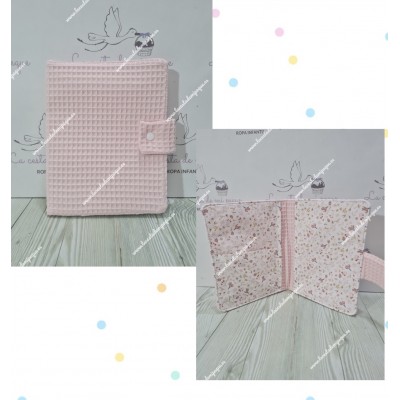 Porta-Documentos Waffle Rosa y Flores Y Hojas Rosa