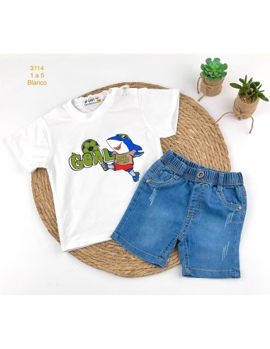 Conjunto Bermuda Jeans Tiburón Blanco