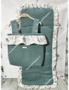 Bolso pocket volante Cremallera y Funda Universal volante entero Waffle Verde Jade y elefantes gris