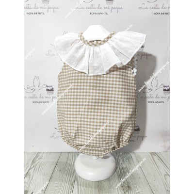 Pelele Vichy Beige Cuadros-P Sisa Cuello Plumeti