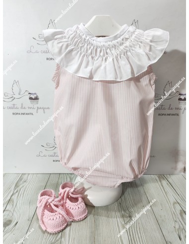 Pelele Rayas Rosa Cuello París