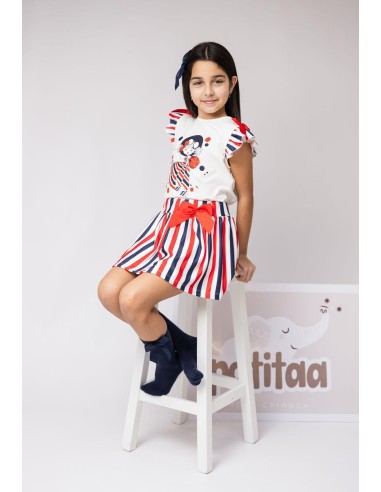 Conjunto Falda Rayas Muñeca Sailor
